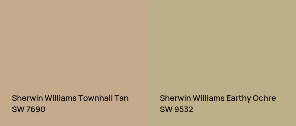 Sherwin Williams Townhall Tan SW 7690 vs Sherwin Williams Earthy Ochre SW 9532