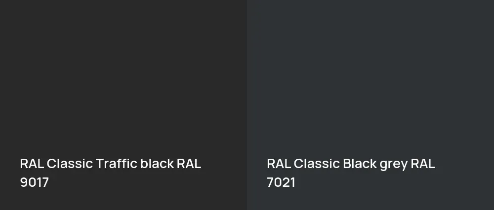 RAL Classic Traffic black RAL 9017 vs RAL Classic  Black grey RAL 7021