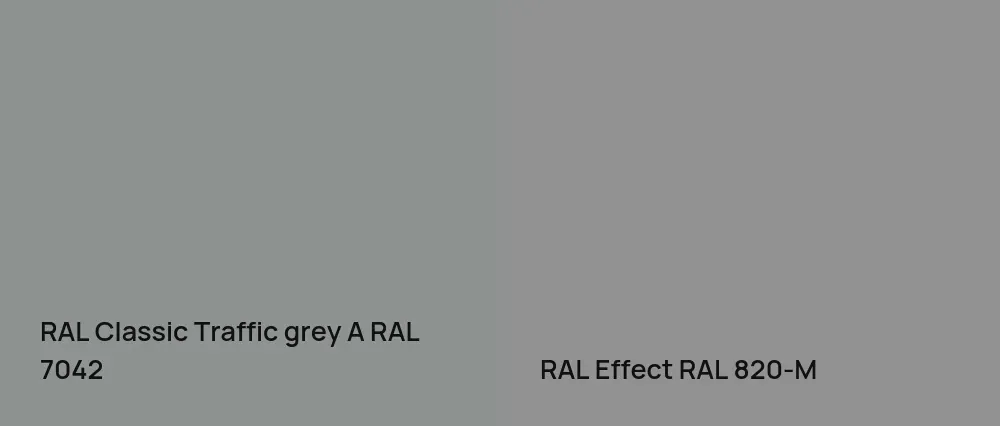 RAL Classic  Traffic grey A RAL 7042 vs RAL Effect  RAL 820-M