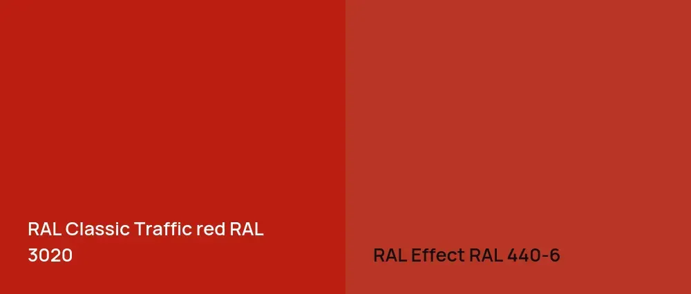 RAL Classic  Traffic red RAL 3020 vs RAL Effect  RAL 440-6