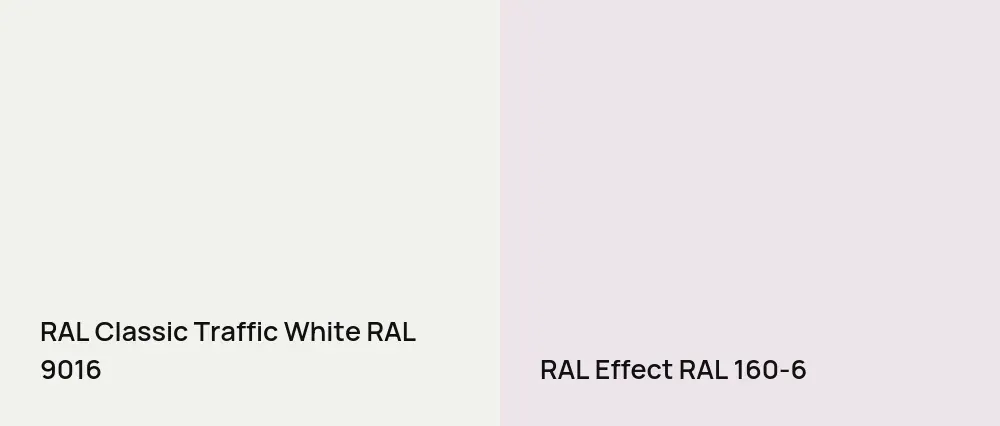 RAL Classic Traffic White RAL 9016 vs RAL Effect  RAL 160-6