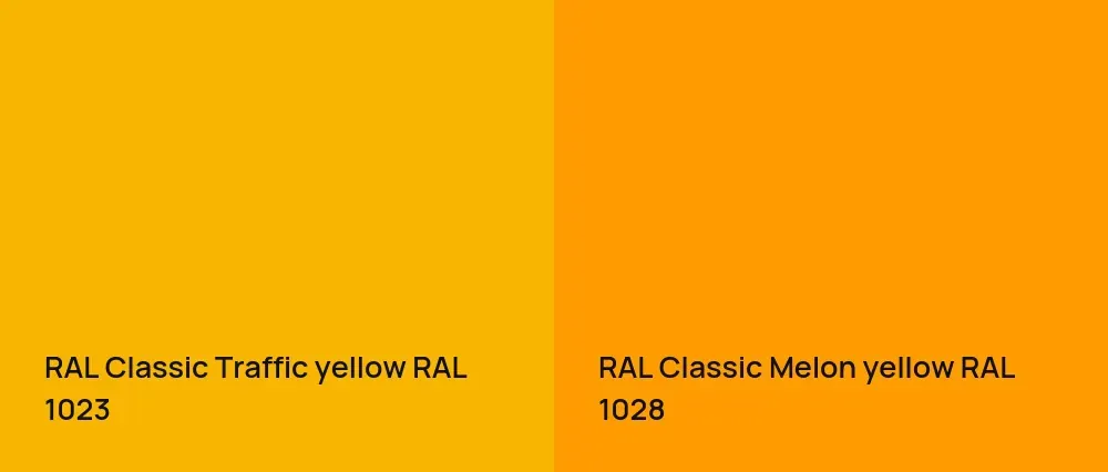 RAL Classic  Traffic yellow RAL 1023 vs RAL Classic  Melon yellow RAL 1028