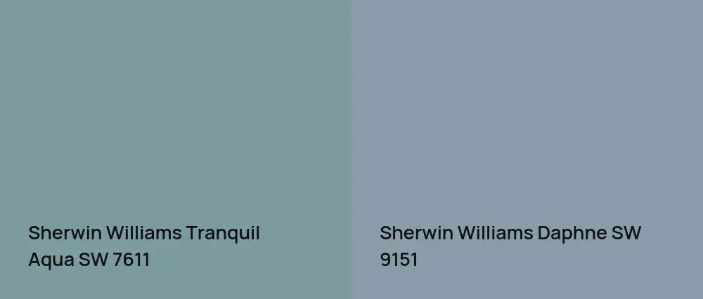 Sherwin Williams Tranquil Aqua SW 7611 vs Sherwin Williams Daphne SW 9151