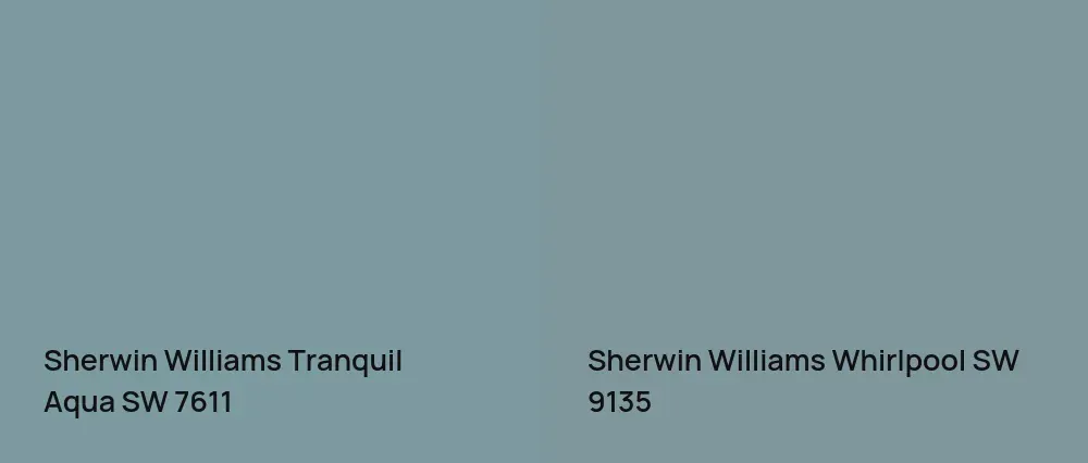 Sherwin Williams Tranquil Aqua SW 7611 vs Sherwin Williams Whirlpool SW 9135