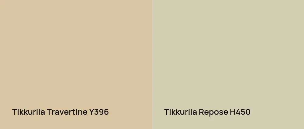 Tikkurila Travertine Y396 vs Tikkurila Repose H450