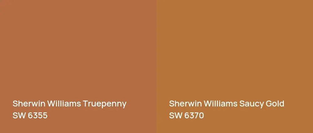 Sherwin Williams Truepenny SW 6355 vs Sherwin Williams Saucy Gold SW 6370