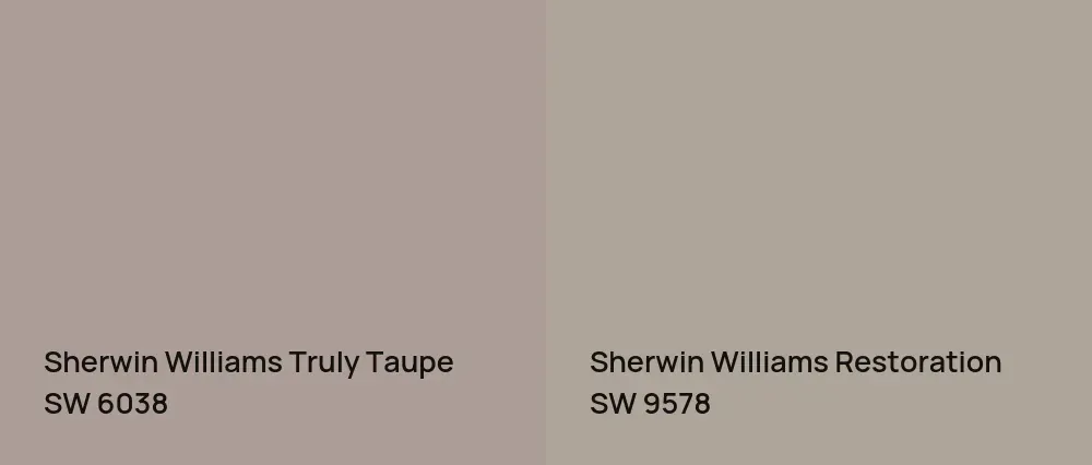 Sherwin Williams Truly Taupe SW 6038 vs Sherwin Williams Restoration SW 9578