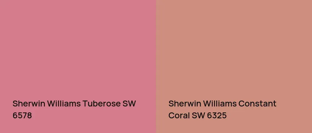 Sherwin Williams Tuberose SW 6578 vs Sherwin Williams Constant Coral SW 6325