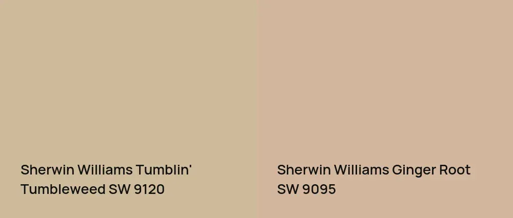 Sherwin Williams Tumblin' Tumbleweed SW 9120 vs Sherwin Williams Ginger Root SW 9095