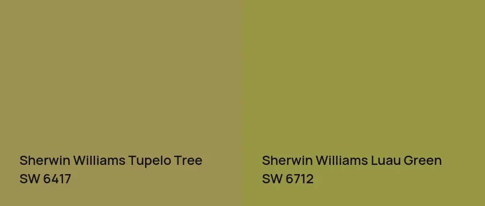 Sherwin Williams Tupelo Tree SW 6417 vs Sherwin Williams Luau Green SW 6712