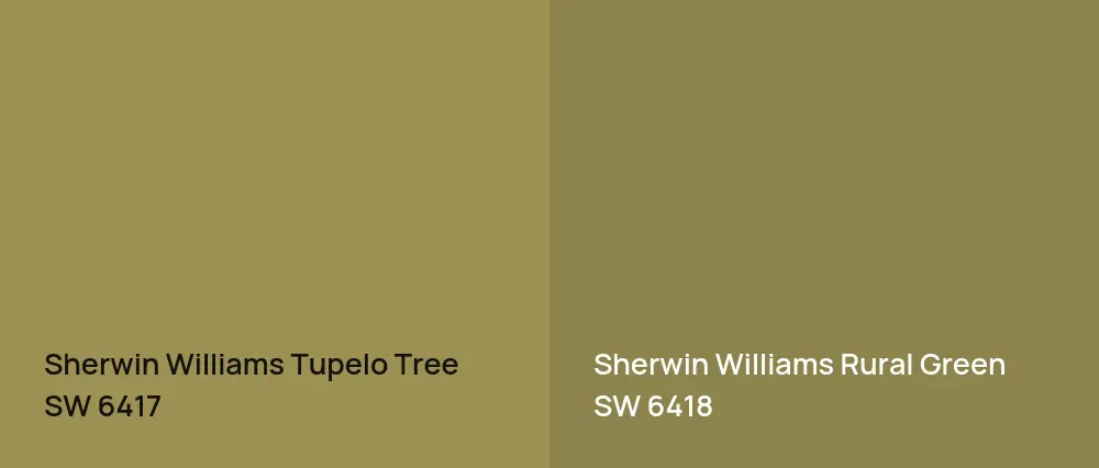 Sherwin Williams Tupelo Tree SW 6417 vs Sherwin Williams Rural Green SW 6418