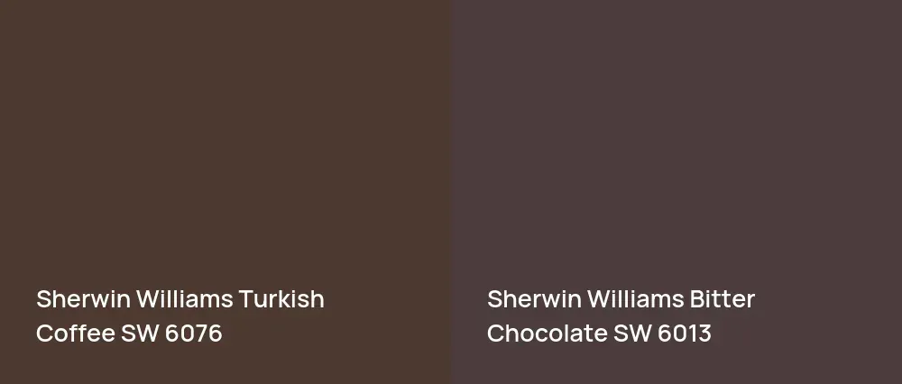 Sherwin Williams Turkish Coffee SW 6076 vs Sherwin Williams Bitter Chocolate SW 6013