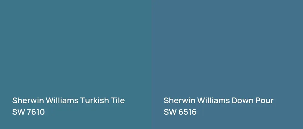 Sherwin Williams Turkish Tile SW 7610 vs Sherwin Williams Down Pour SW 6516