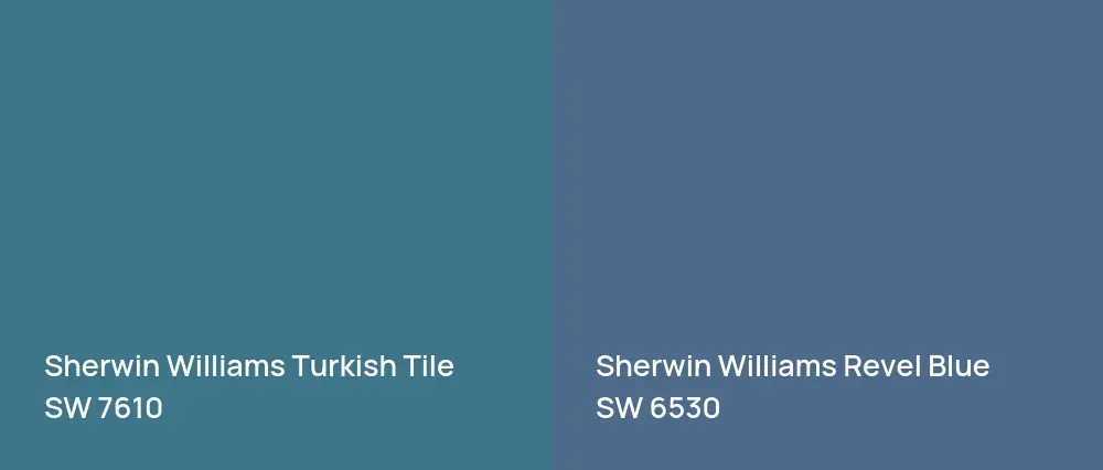 Sherwin Williams Turkish Tile SW 7610 vs Sherwin Williams Revel Blue SW 6530
