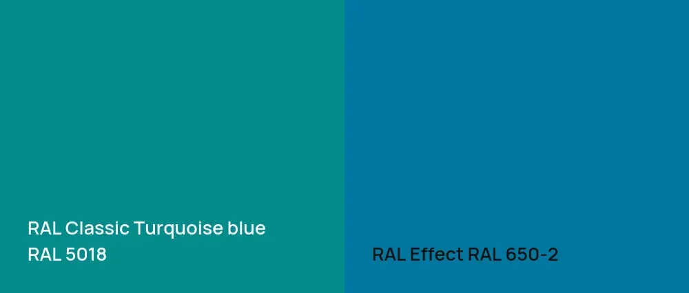 RAL Classic  Turquoise blue RAL 5018 vs RAL Effect  RAL 650-2