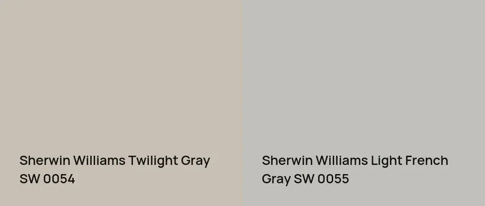 Sherwin Williams Twilight Gray SW 0054 vs Sherwin Williams Light French Gray SW 0055