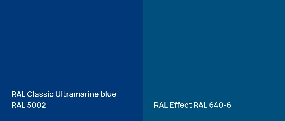 RAL Classic  Ultramarine blue RAL 5002 vs RAL Effect  RAL 640-6