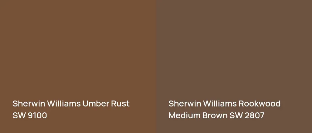 Sherwin Williams Umber Rust SW 9100 vs Sherwin Williams Rookwood Medium Brown SW 2807
