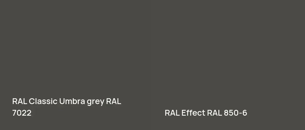 RAL Classic  Umbra grey RAL 7022 vs RAL Effect  RAL 850-6
