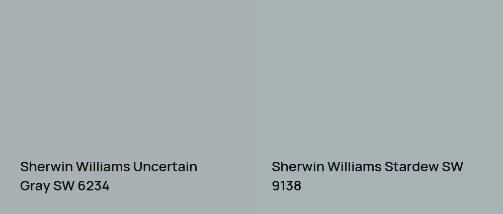 Sherwin Williams Uncertain Gray SW 6234 vs Sherwin Williams Stardew SW 9138