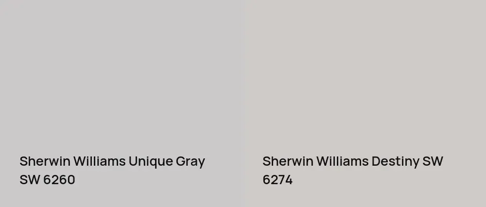 Sherwin Williams Unique Gray SW 6260 vs Sherwin Williams Destiny SW 6274