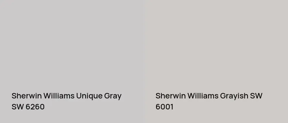 Sherwin Williams Unique Gray SW 6260 vs Sherwin Williams Grayish SW 6001