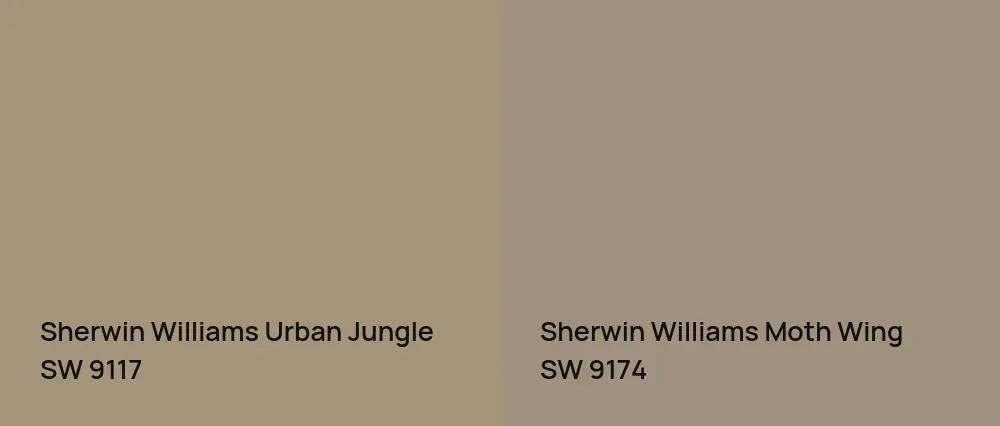 Sherwin Williams Urban Jungle SW 9117 vs Sherwin Williams Moth Wing SW 9174