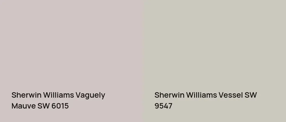 Sherwin Williams Vaguely Mauve SW 6015 vs Sherwin Williams Vessel SW 9547