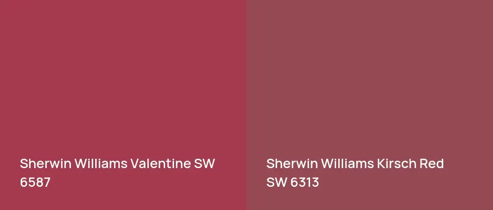 Sherwin Williams Valentine SW 6587 vs Sherwin Williams Kirsch Red SW 6313