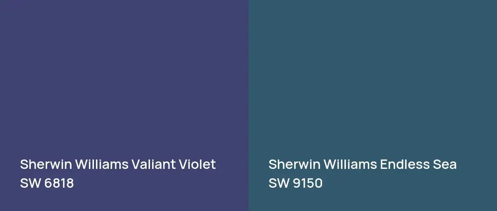 Sherwin Williams Valiant Violet SW 6818 vs Sherwin Williams Endless Sea SW 9150