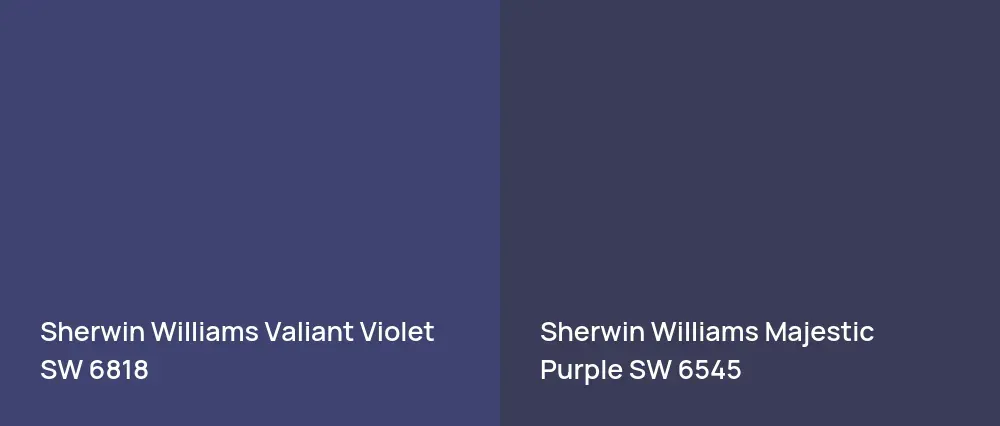 Sherwin Williams Valiant Violet SW 6818 vs Sherwin Williams Majestic Purple SW 6545