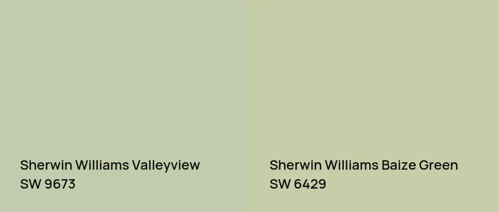 Sherwin Williams Valleyview SW 9673 vs Sherwin Williams Baize Green SW 6429
