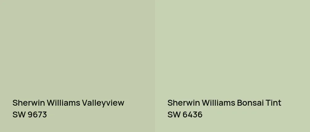 Sherwin Williams Valleyview SW 9673 vs Sherwin Williams Bonsai Tint SW 6436