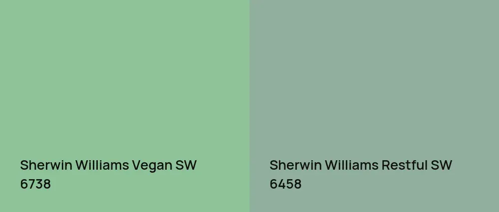 Sherwin Williams Vegan SW 6738 vs Sherwin Williams Restful SW 6458