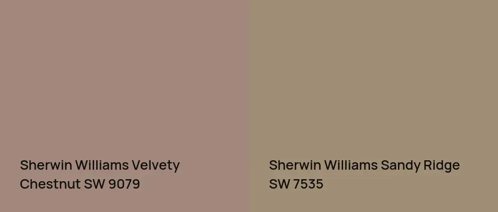 Sherwin Williams Velvety Chestnut SW 9079 vs Sherwin Williams Sandy Ridge SW 7535
