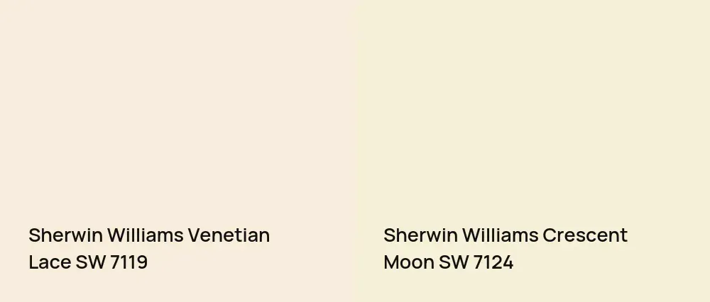 Sherwin Williams Venetian Lace SW 7119 vs Sherwin Williams Crescent Moon SW 7124