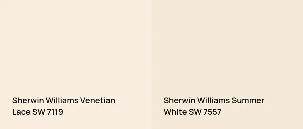 Sherwin Williams Venetian Lace SW 7119 vs Sherwin Williams Summer White SW 7557