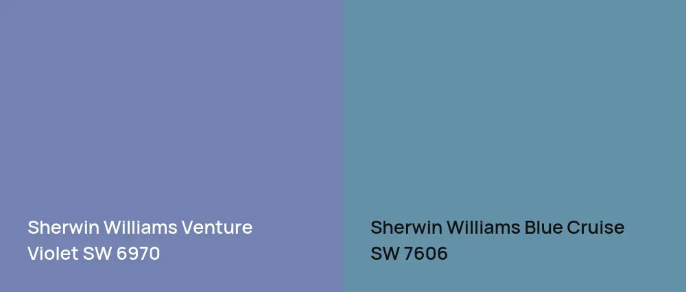 Sherwin Williams Venture Violet SW 6970 vs Sherwin Williams Blue Cruise SW 7606