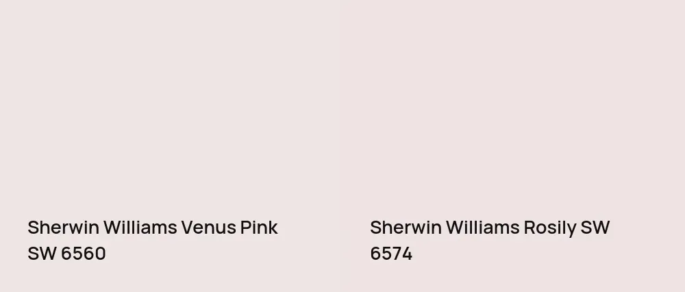 Sherwin Williams Venus Pink SW 6560 vs Sherwin Williams Rosily SW 6574