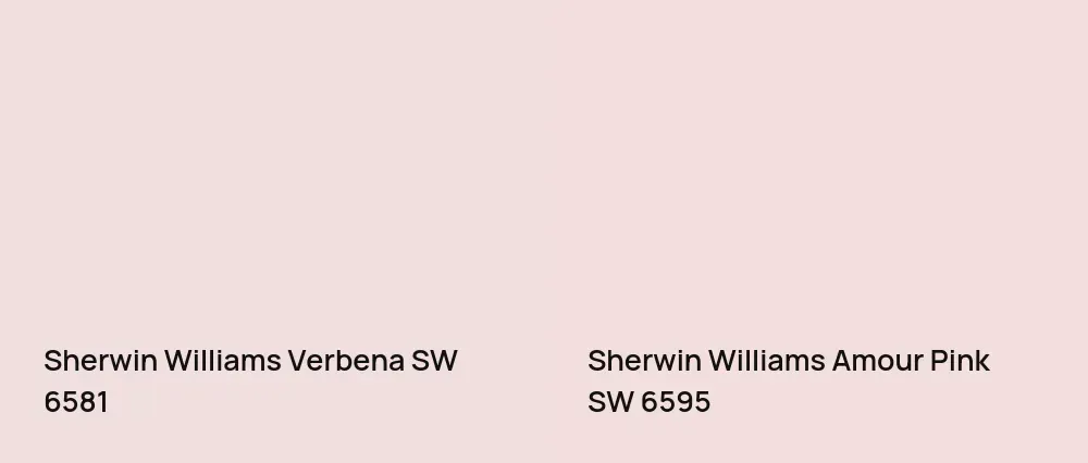 Sherwin Williams Verbena SW 6581 vs Sherwin Williams Amour Pink SW 6595