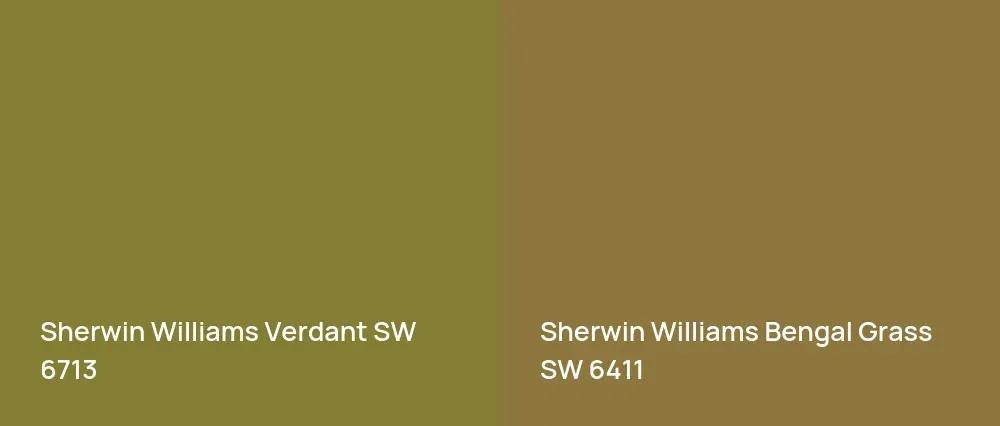 Sherwin Williams Verdant SW 6713 vs Sherwin Williams Bengal Grass SW 6411