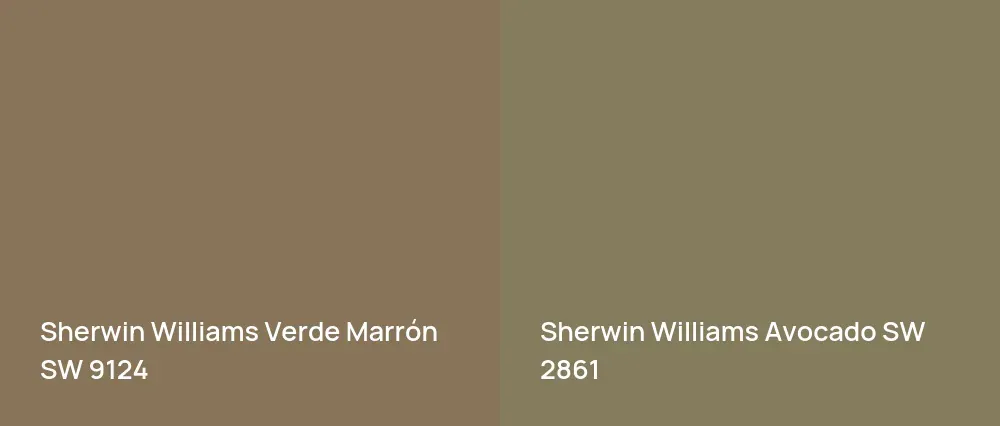 Sherwin Williams Verde Marrón SW 9124 vs Sherwin Williams Avocado SW 2861