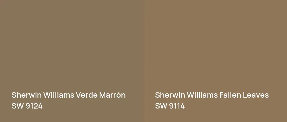 Sherwin Williams Verde Marrón SW 9124 vs Sherwin Williams Fallen Leaves SW 9114