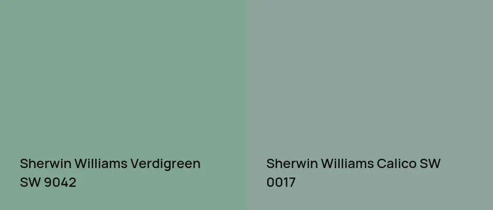 Sherwin Williams Verdigreen SW 9042 vs Sherwin Williams Calico SW 0017