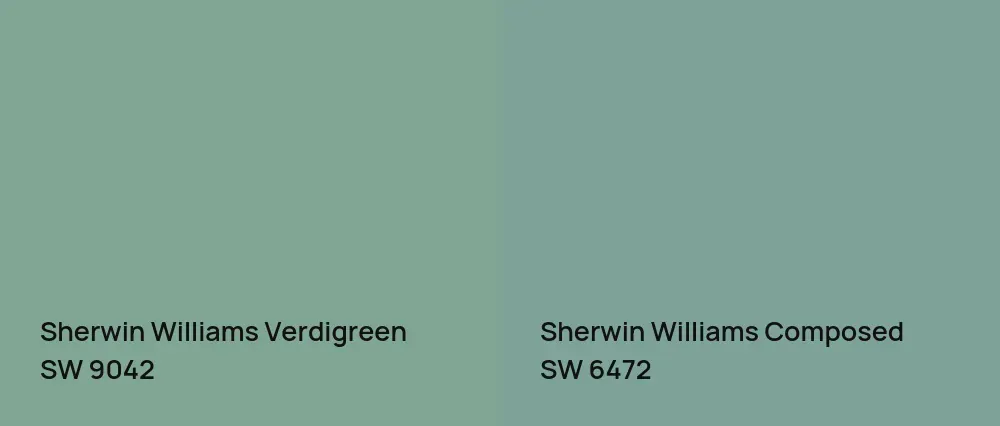 Sherwin Williams Verdigreen SW 9042 vs Sherwin Williams Composed SW 6472