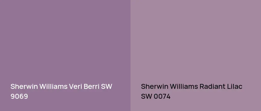 Sherwin Williams Veri Berri SW 9069 vs Sherwin Williams Radiant Lilac SW 0074