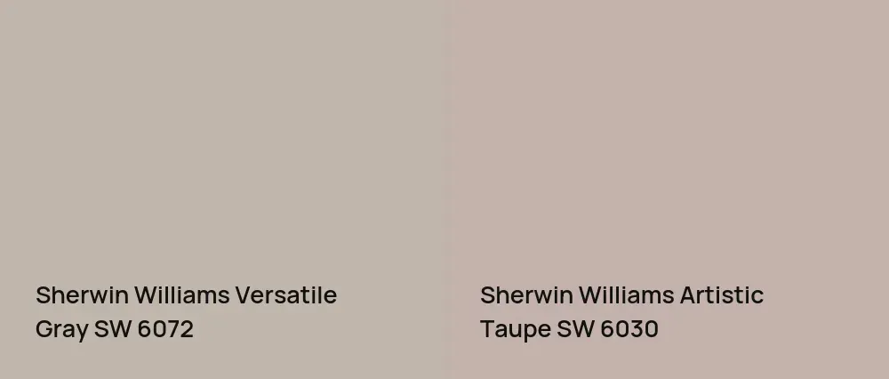 Sherwin Williams Versatile Gray SW 6072 vs Sherwin Williams Artistic Taupe SW 6030