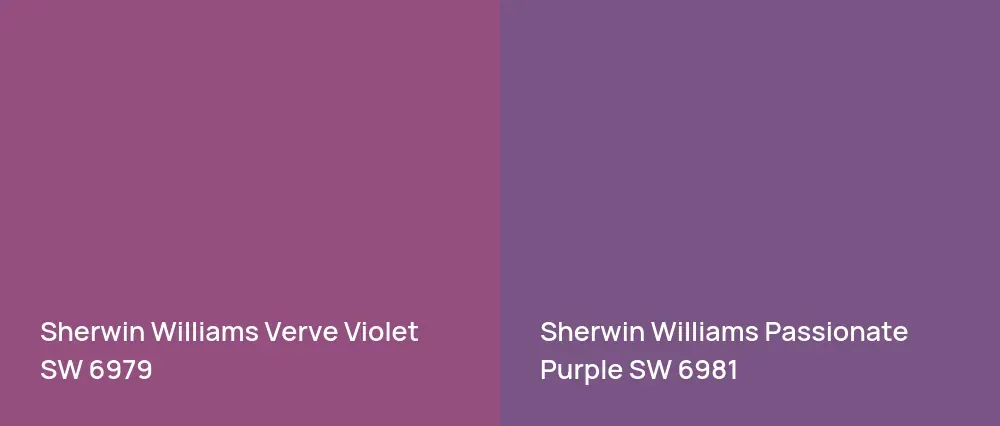 Sherwin Williams Verve Violet SW 6979 vs Sherwin Williams Passionate Purple SW 6981
