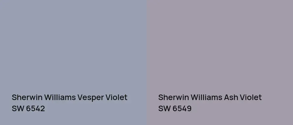 Sherwin Williams Vesper Violet SW 6542 vs Sherwin Williams Ash Violet SW 6549