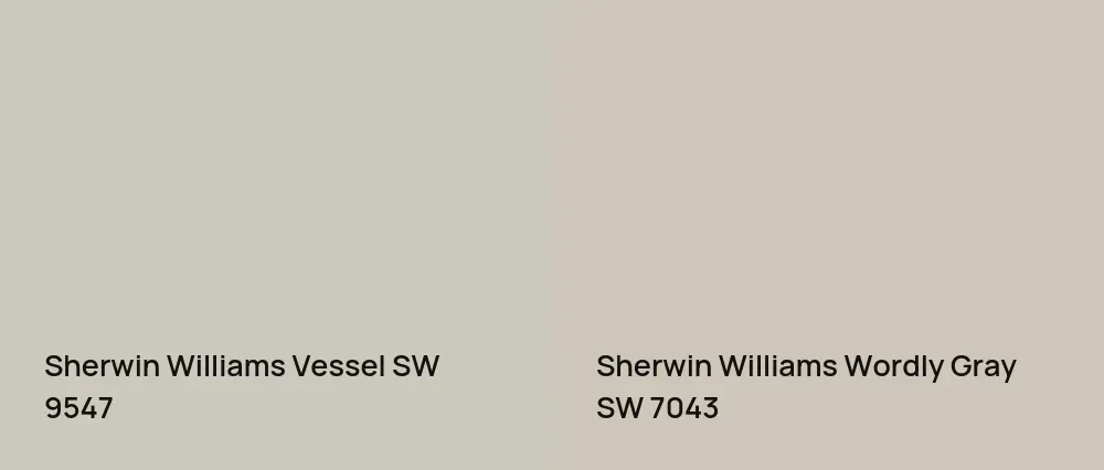 Sherwin Williams Vessel SW 9547 vs Sherwin Williams Wordly Gray SW 7043